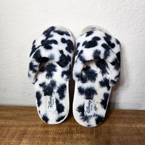 Disney Mickey Spot Black and White Fuzzy Slippers Kids 3